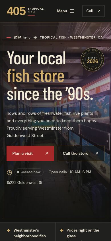 The same homepage on a phone